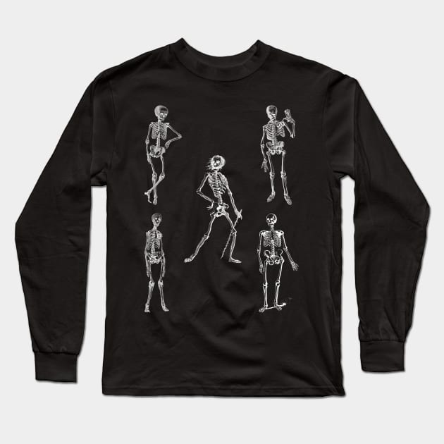 Halloween Skeleton Dance Long Sleeve T-Shirt by Double E Design